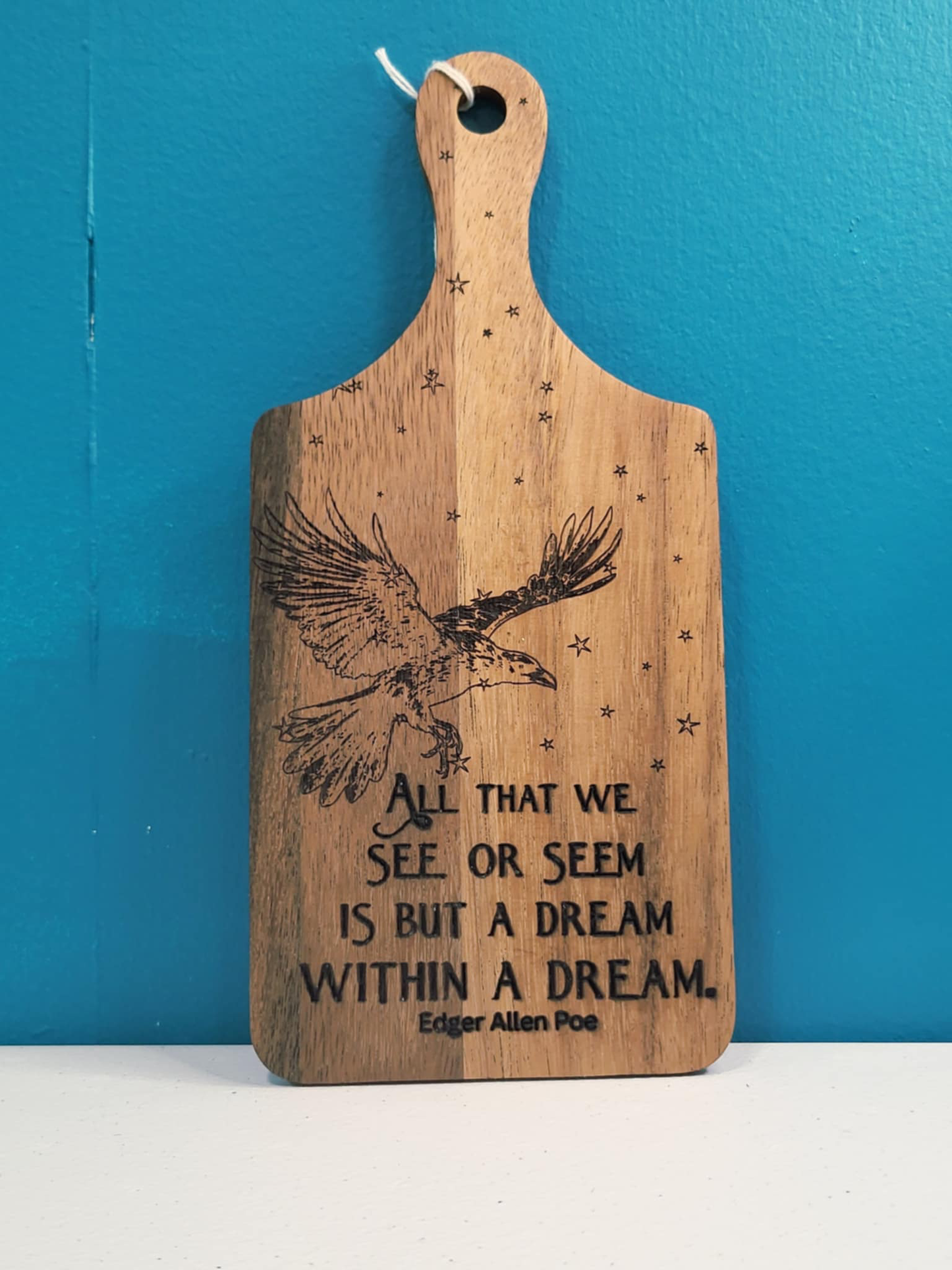 “A Dream Within a Dream” Engraved Wooden Board 🖤