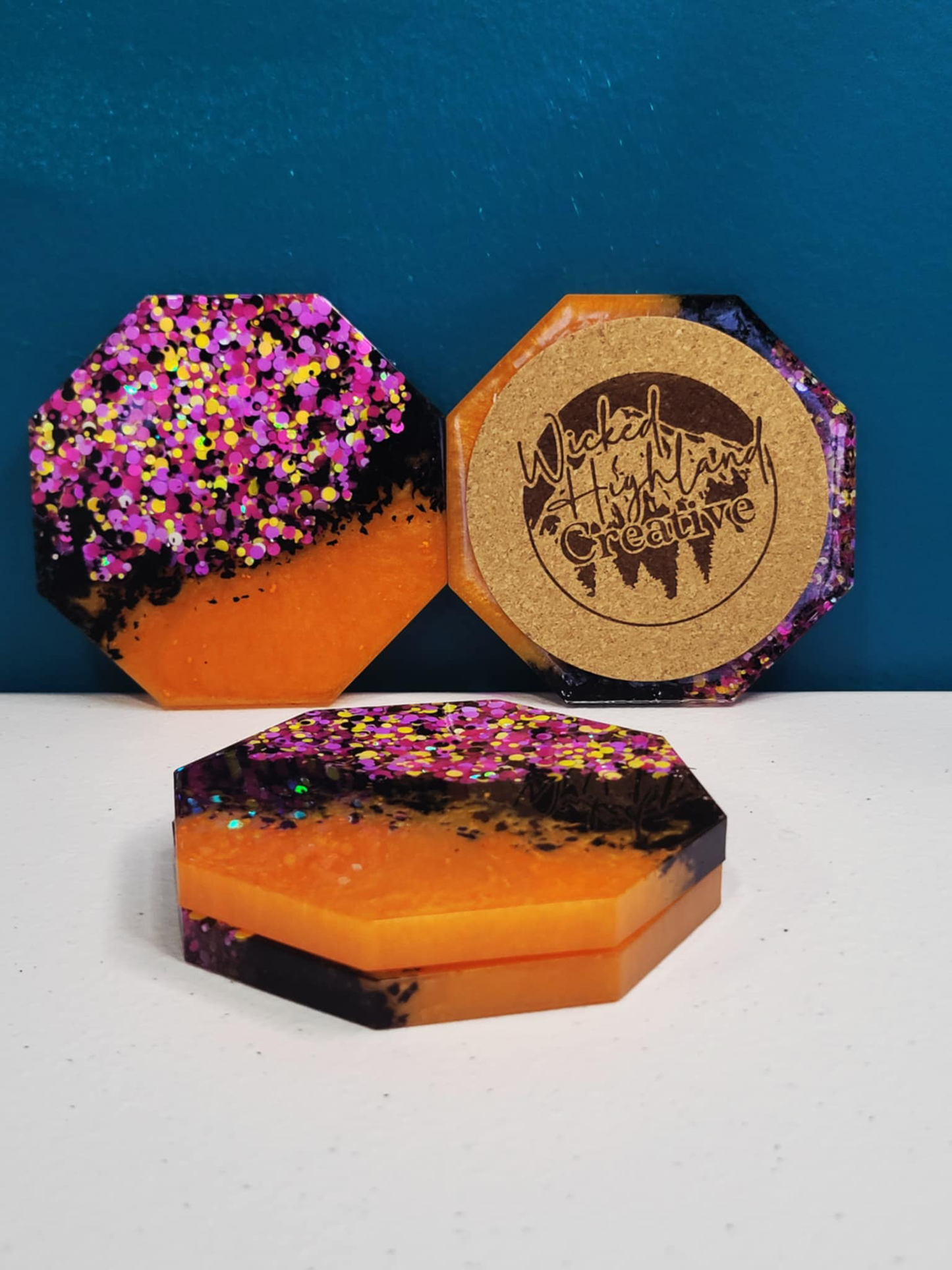 Set of 4 - Wicked Sunset Resin Coaster Set 🧡✨
