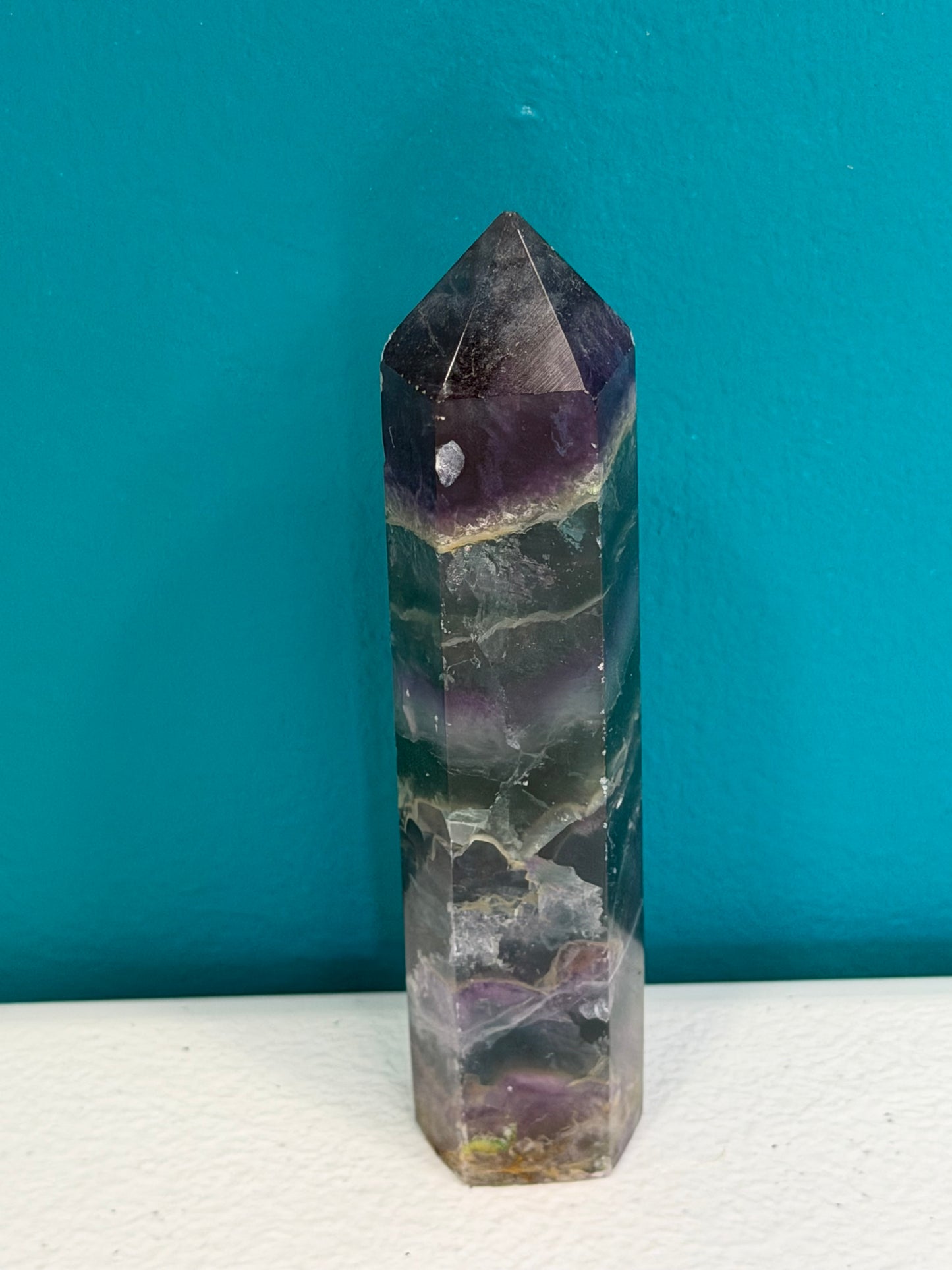 Rainbow Fluorite Tower — 4.5" Polished Standing Point
