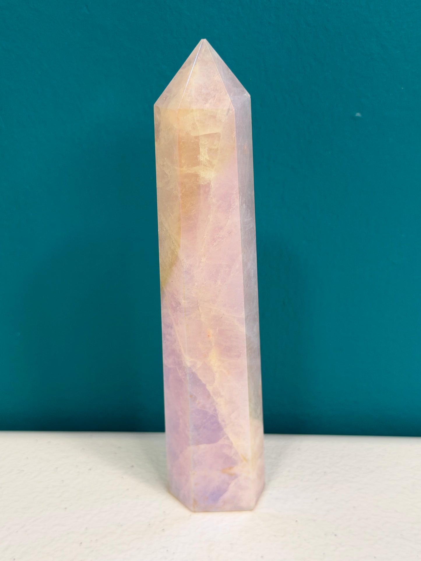 Aurora Heartspire — Tall Rose Quartz Tower