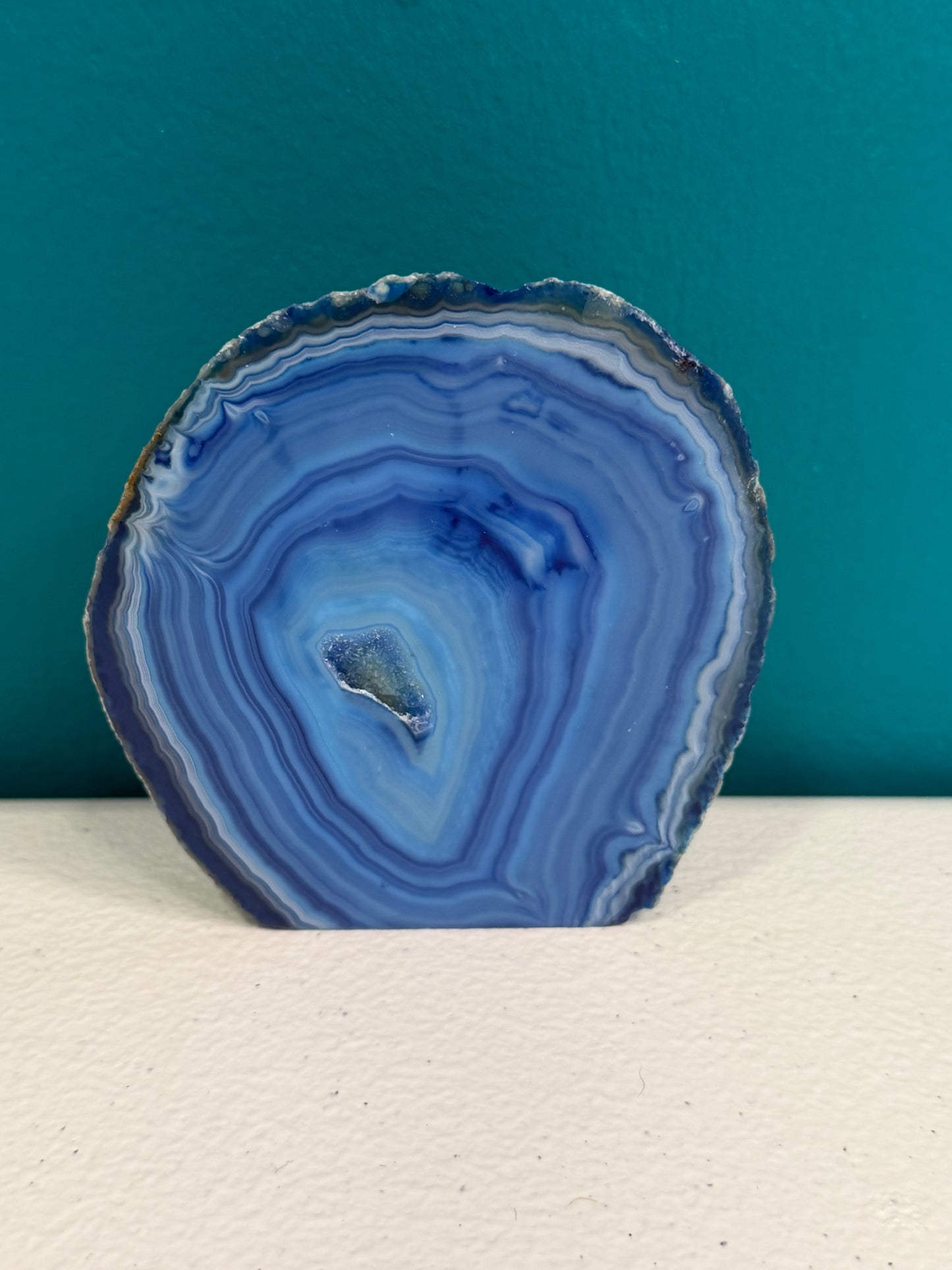 Tideheart Agate — Blue Banded Agate Slice with Druzy Core