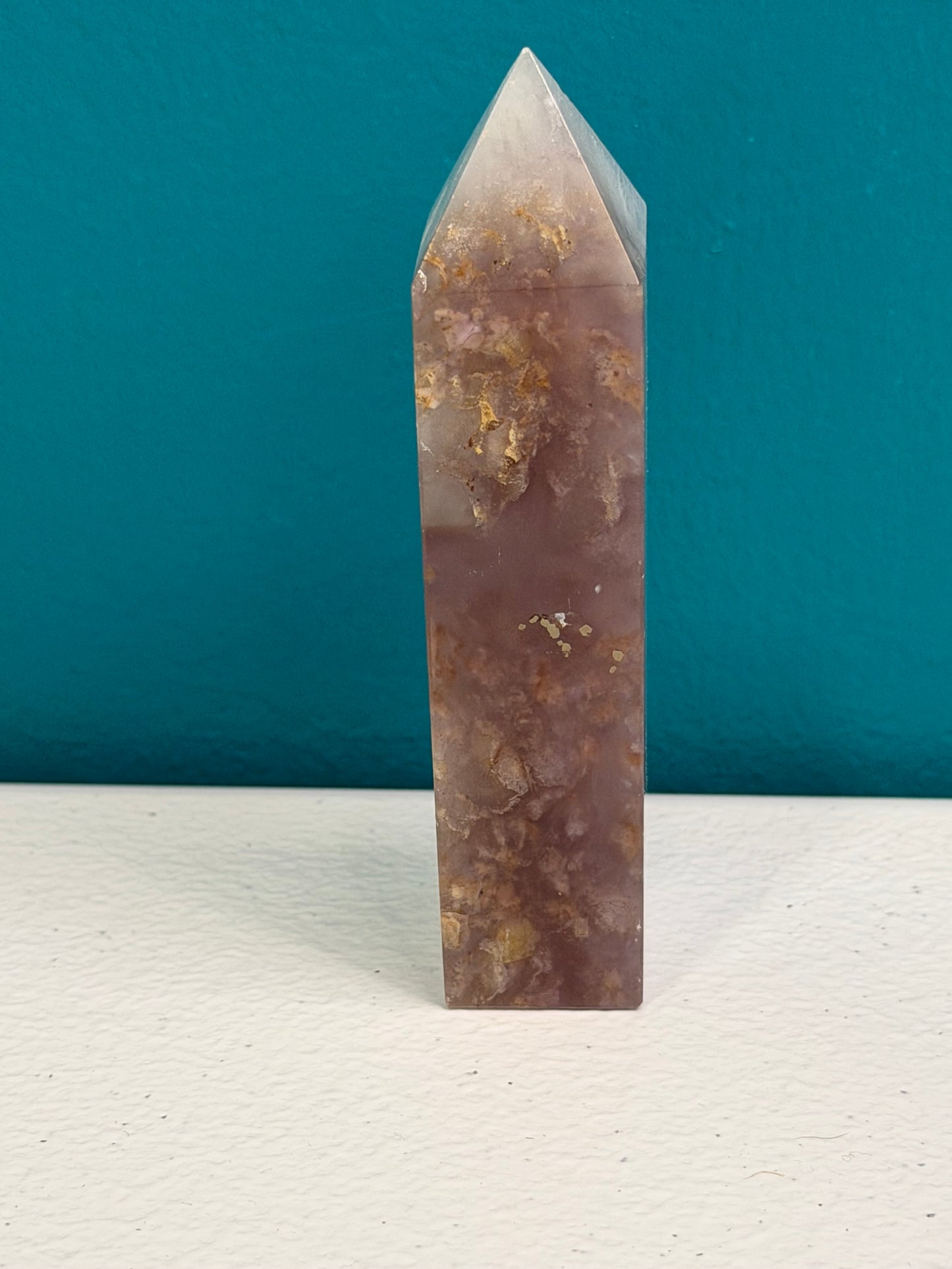 Agate Tower with Iron Plume Inclusions — 3" Polished Standing Point