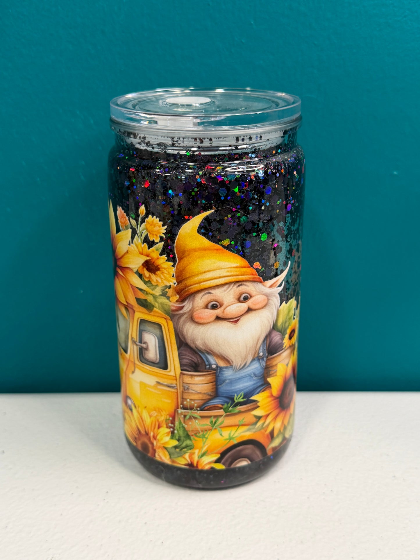 16 oz Glitter Snow Globe Can Tumblers