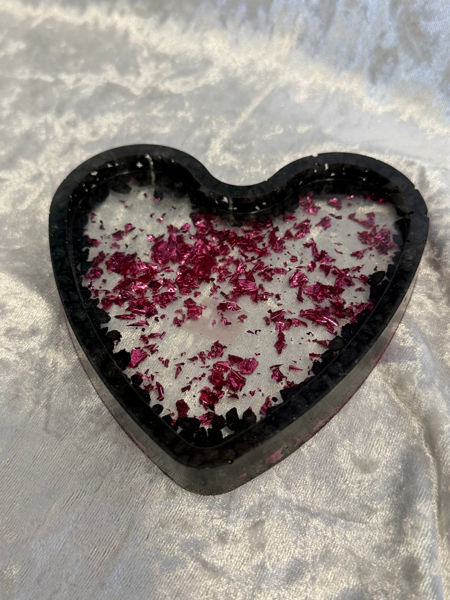 Black & Magenta Foil Heart Resin Tray
