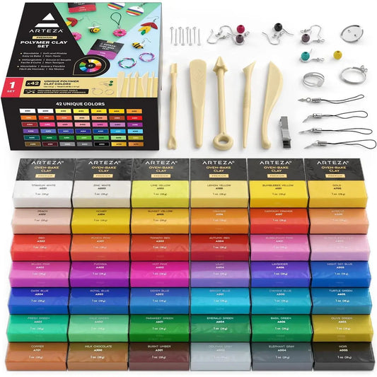 Arteza Polymer Clay Kit - 42 Colors, Tools & Accessories