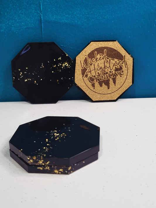 Set of 4 - Midnight Luxe Resin Coaster Set 🖤✨