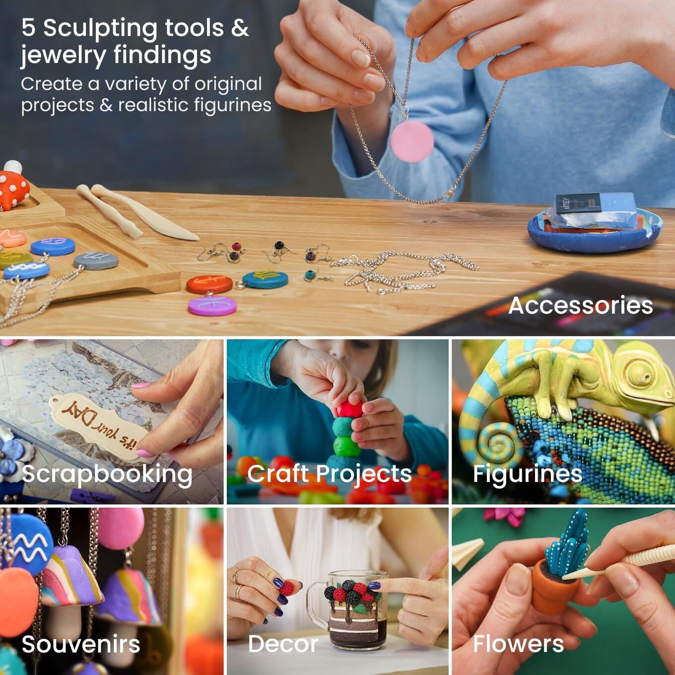 Arteza Polymer Clay Kit - 42 Colors, Tools & Accessories