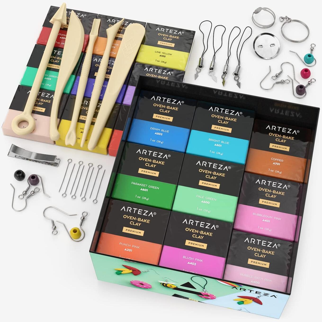 Arteza Polymer Clay Kit - 42 Colors, Tools & Accessories