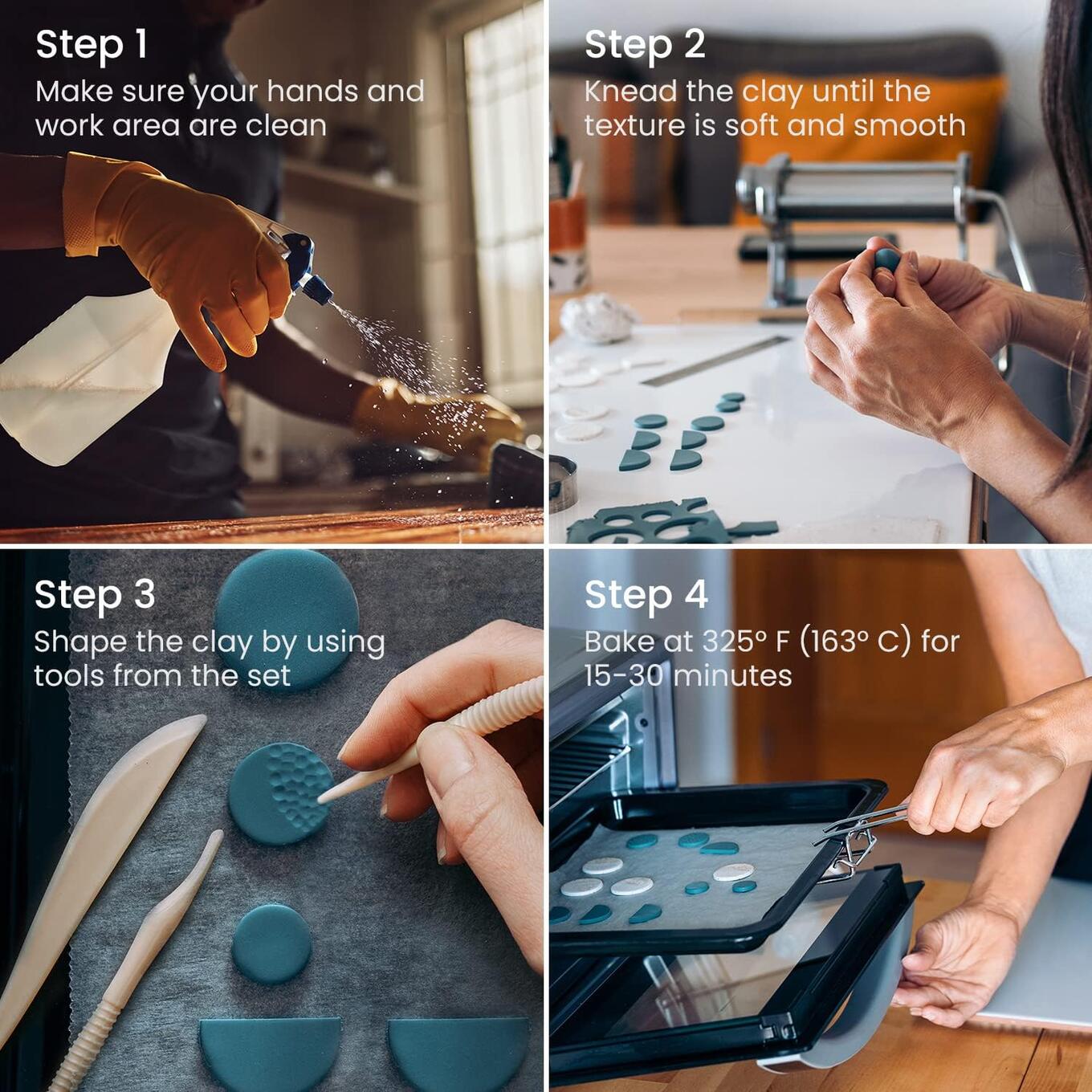 Arteza Polymer Clay Kit - 42 Colors, Tools & Accessories