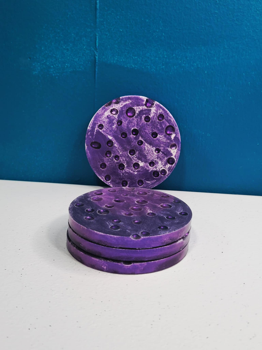 Set of 4 - Lunar Amethyst Resin Coaster Set 💜🌕