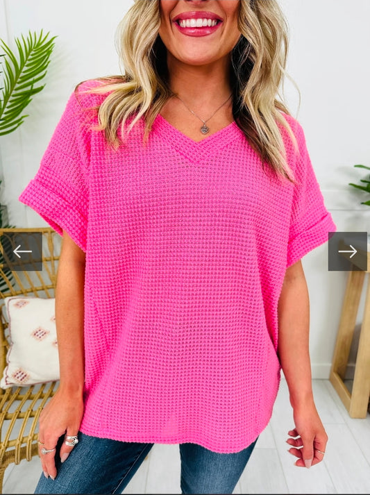 💕 Andrée by Unit Pink Sheer Ribbed Top