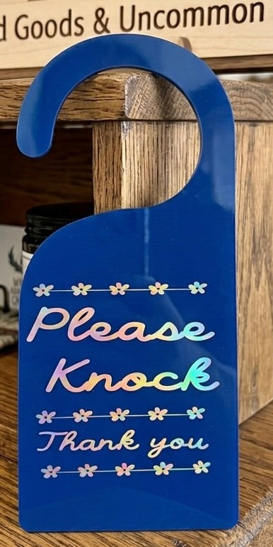 "Please Knock — Thank You" Holographic Door Hanger