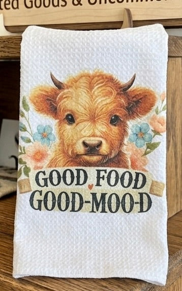 "Good Food Good-MOO-D" Highland Calf Tea Towel