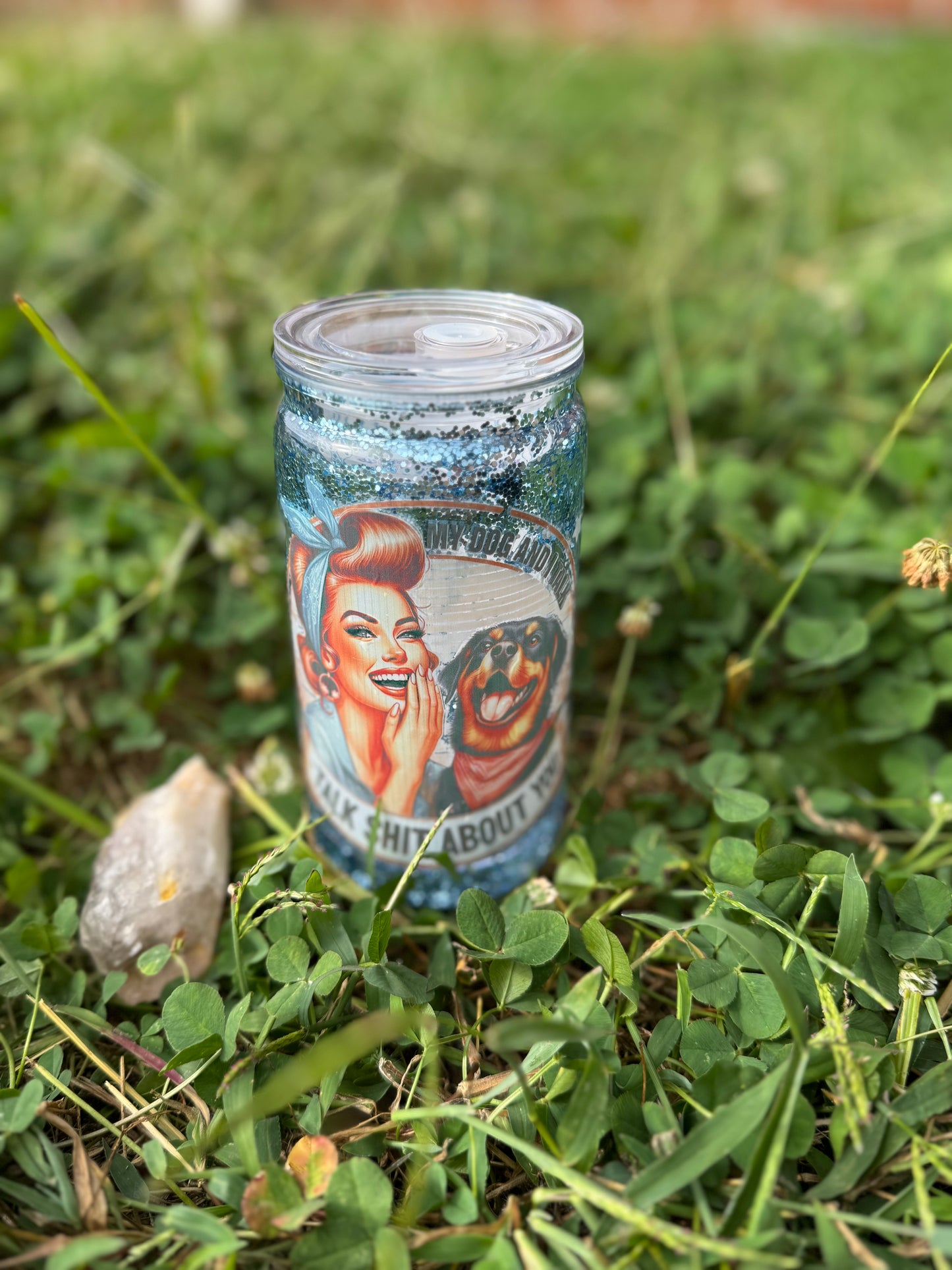 16 oz Glitter Snow Globe Can Tumblers