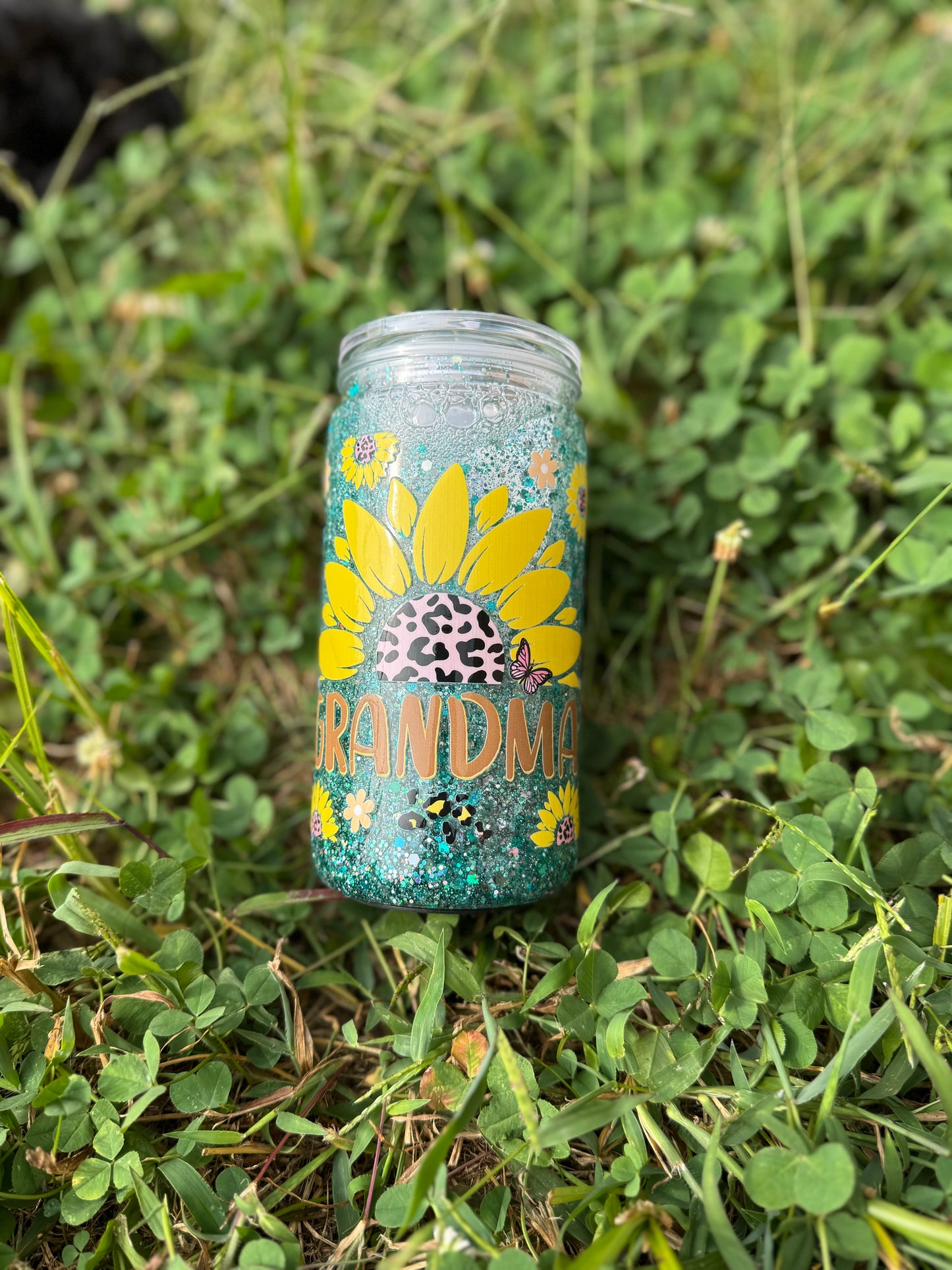 16 oz Glitter Snow Globe Can Tumblers