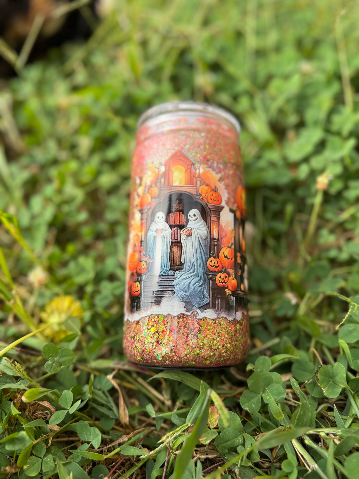 16 oz Glitter Snow Globe Can Tumblers