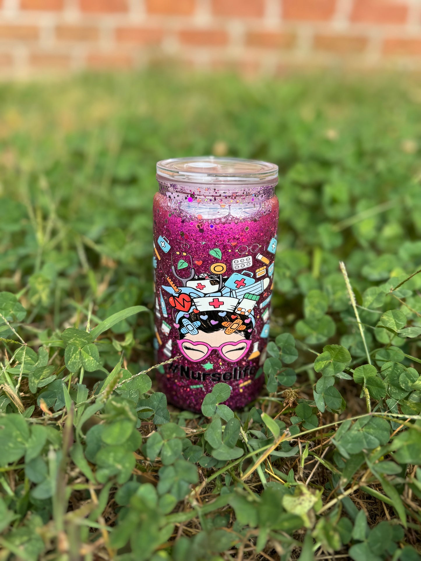 16 oz Glitter Snow Globe Can Tumblers