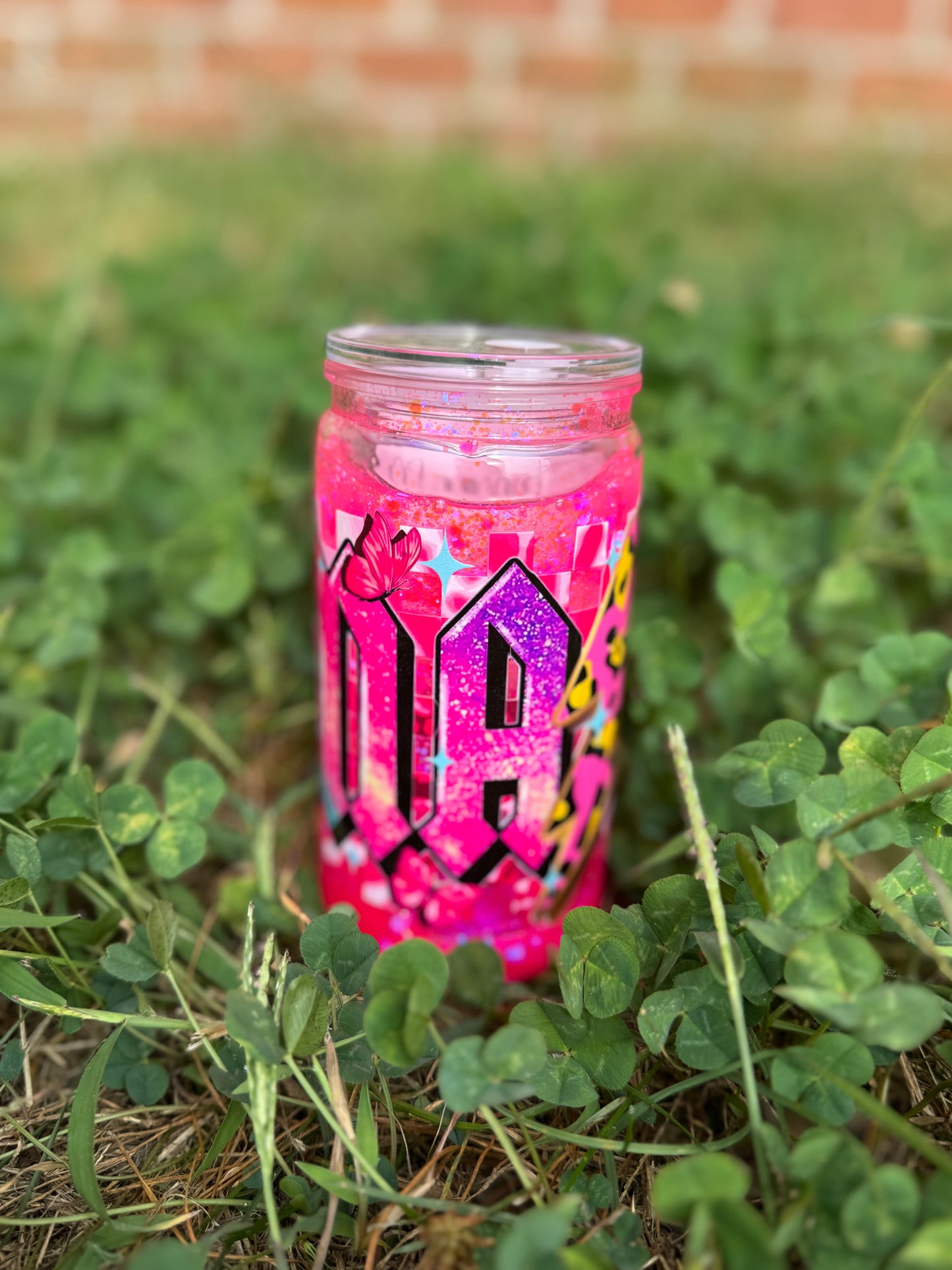 16 oz Glitter Snow Globe Can Tumblers