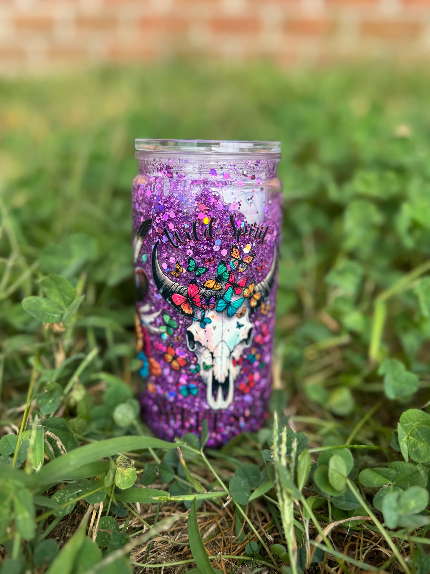 16 oz Glitter Snow Globe Can Tumblers
