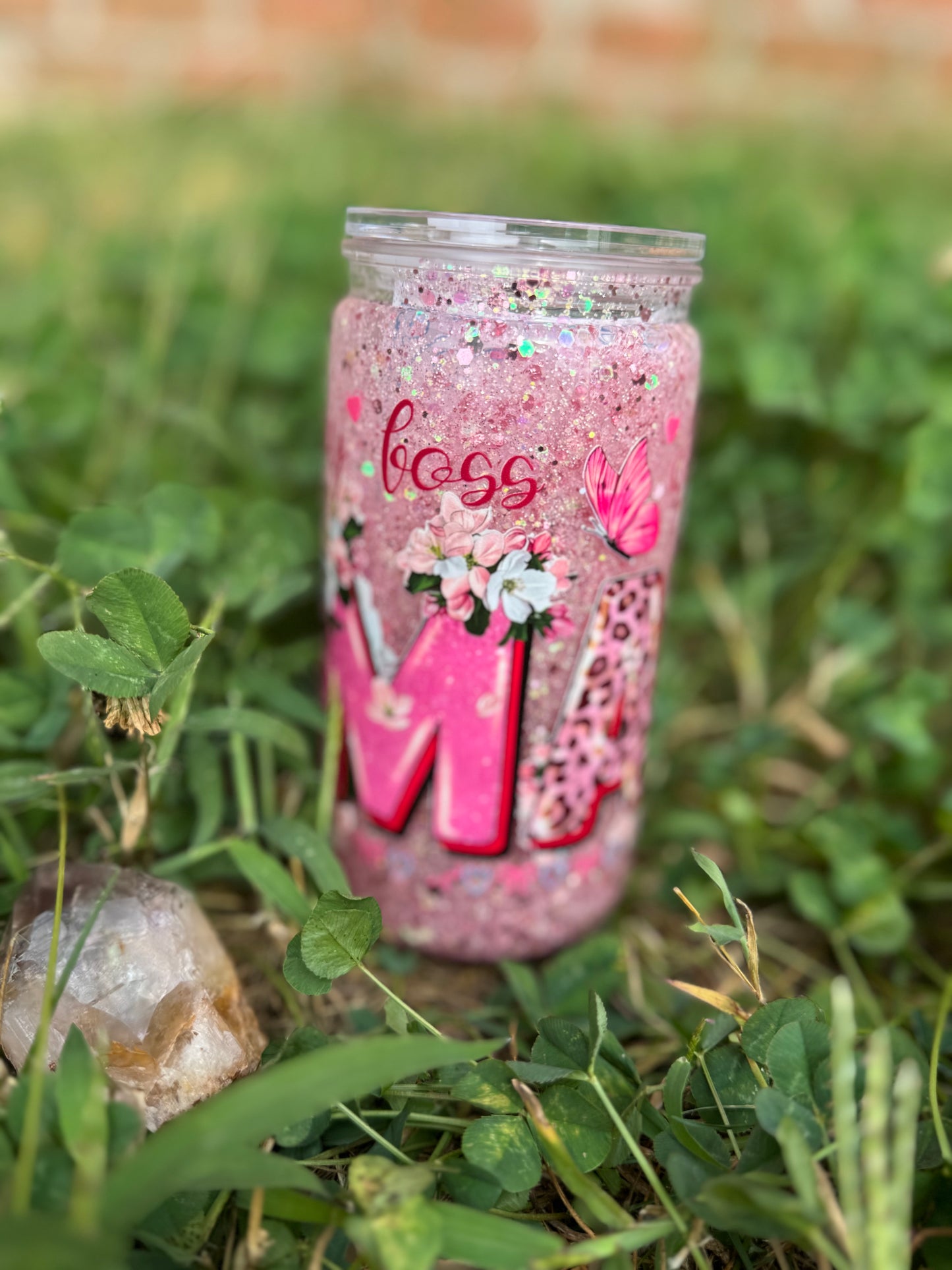 16 oz Glitter Snow Globe Can Tumblers