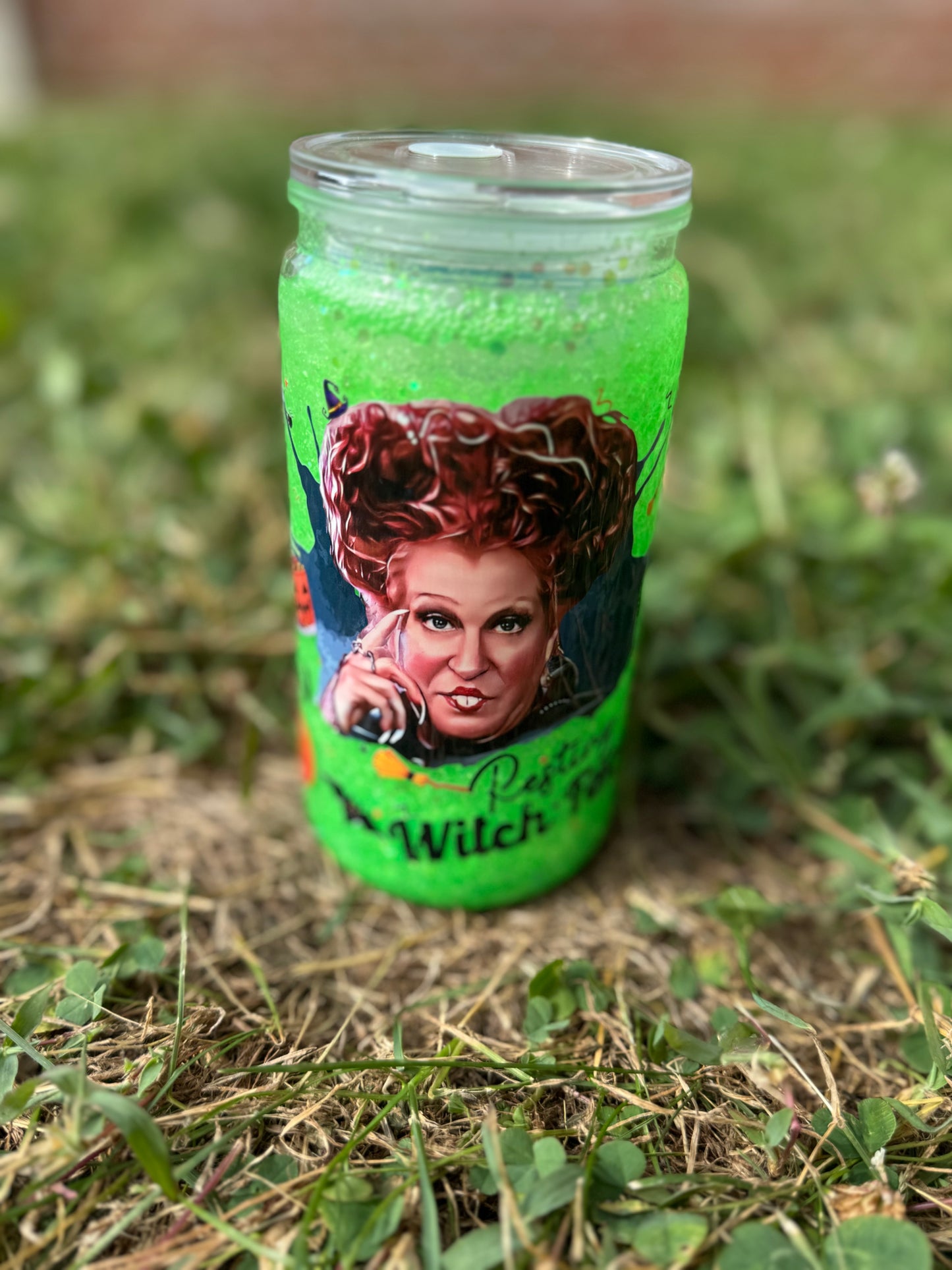 16 oz Glitter Snow Globe Can Tumblers