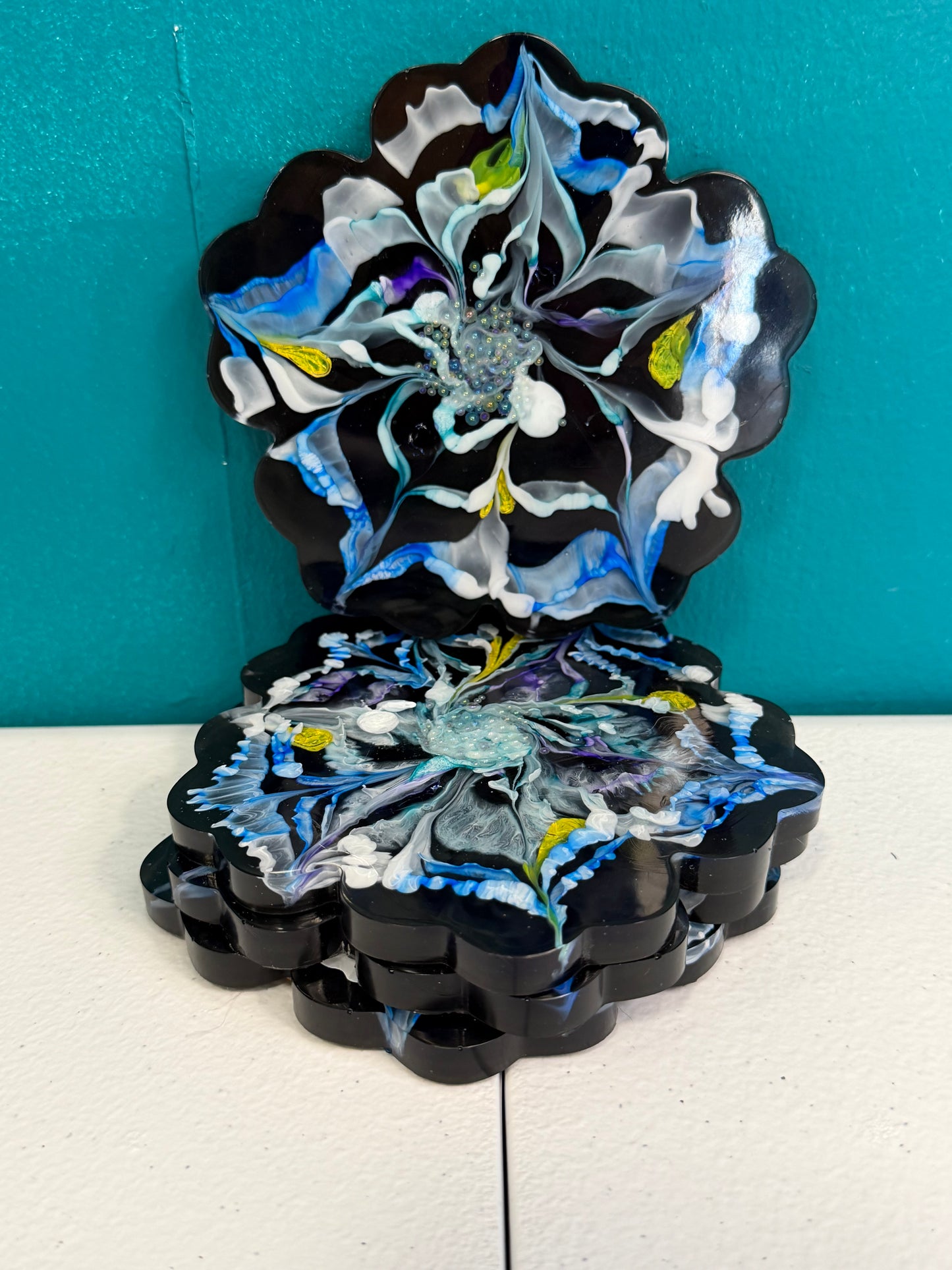 Set of 4 - Blooming Ink Resin Coaster Set