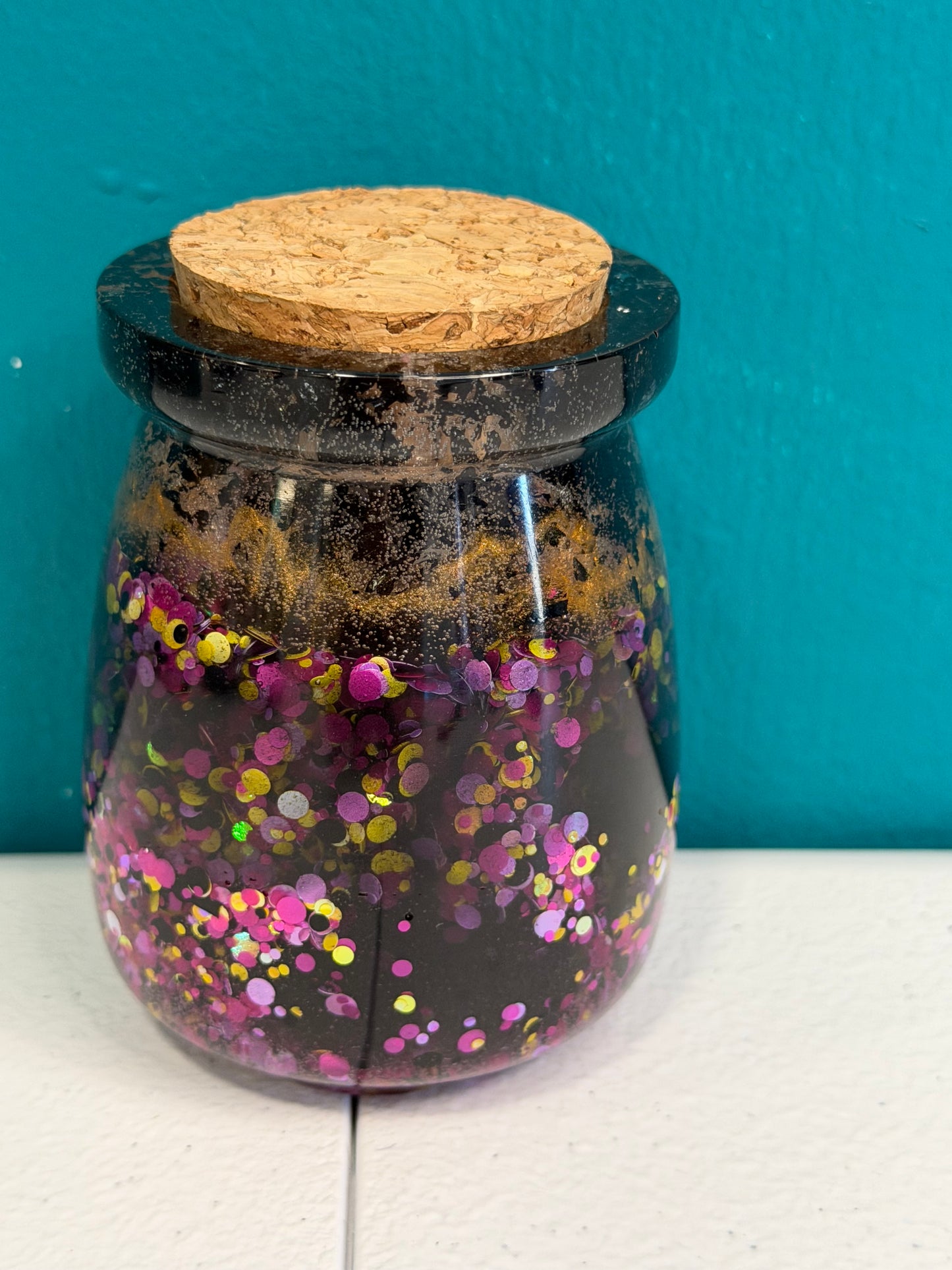 Arcane Keepsake Jars – Resin Layers with Cork Top
