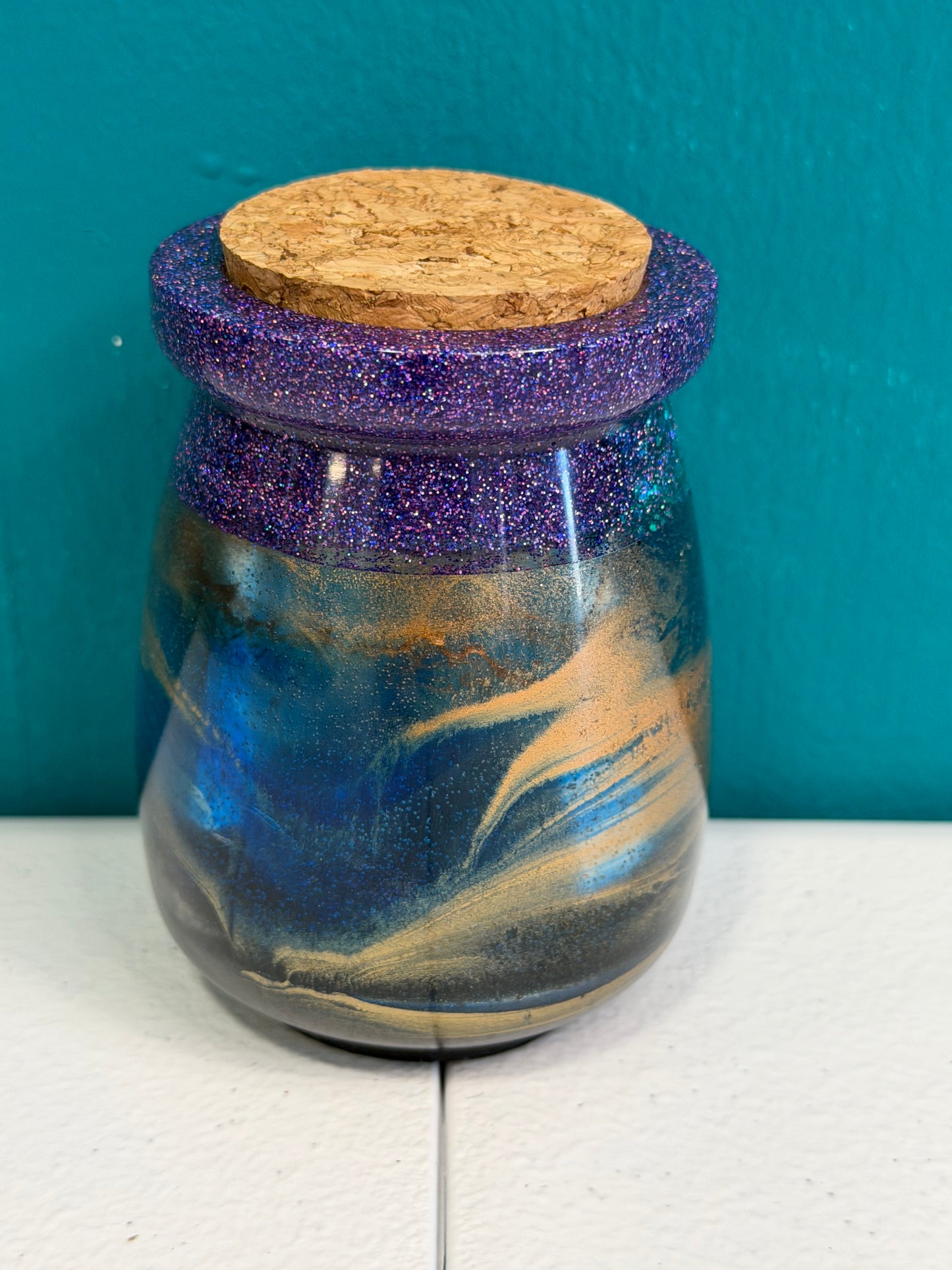 Arcane Keepsake Jars – Resin Layers with Cork Top