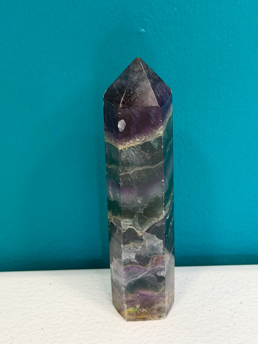 Rainbow Fluorite Tower — 4.5" Polished Standing Point