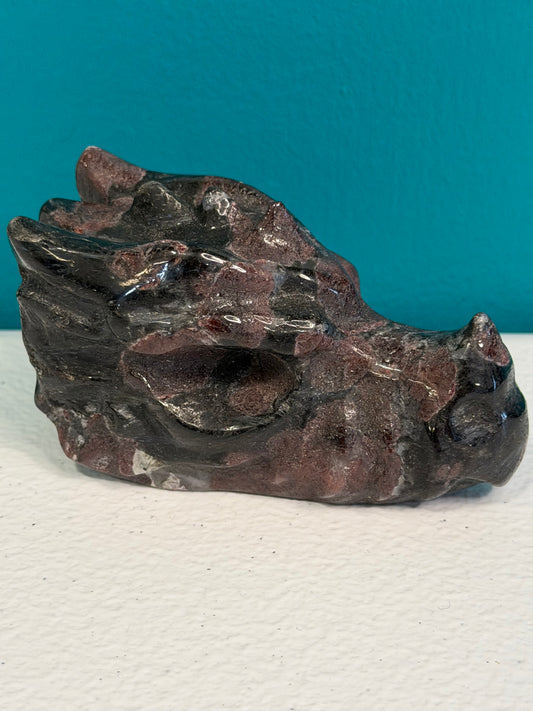 Emberfang Guardian — Mahogany Obsidian Dragon Head