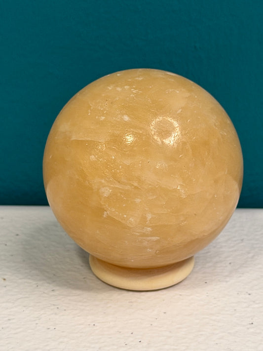 Sunfire Orb — Yellow Calcite Sphere (2")