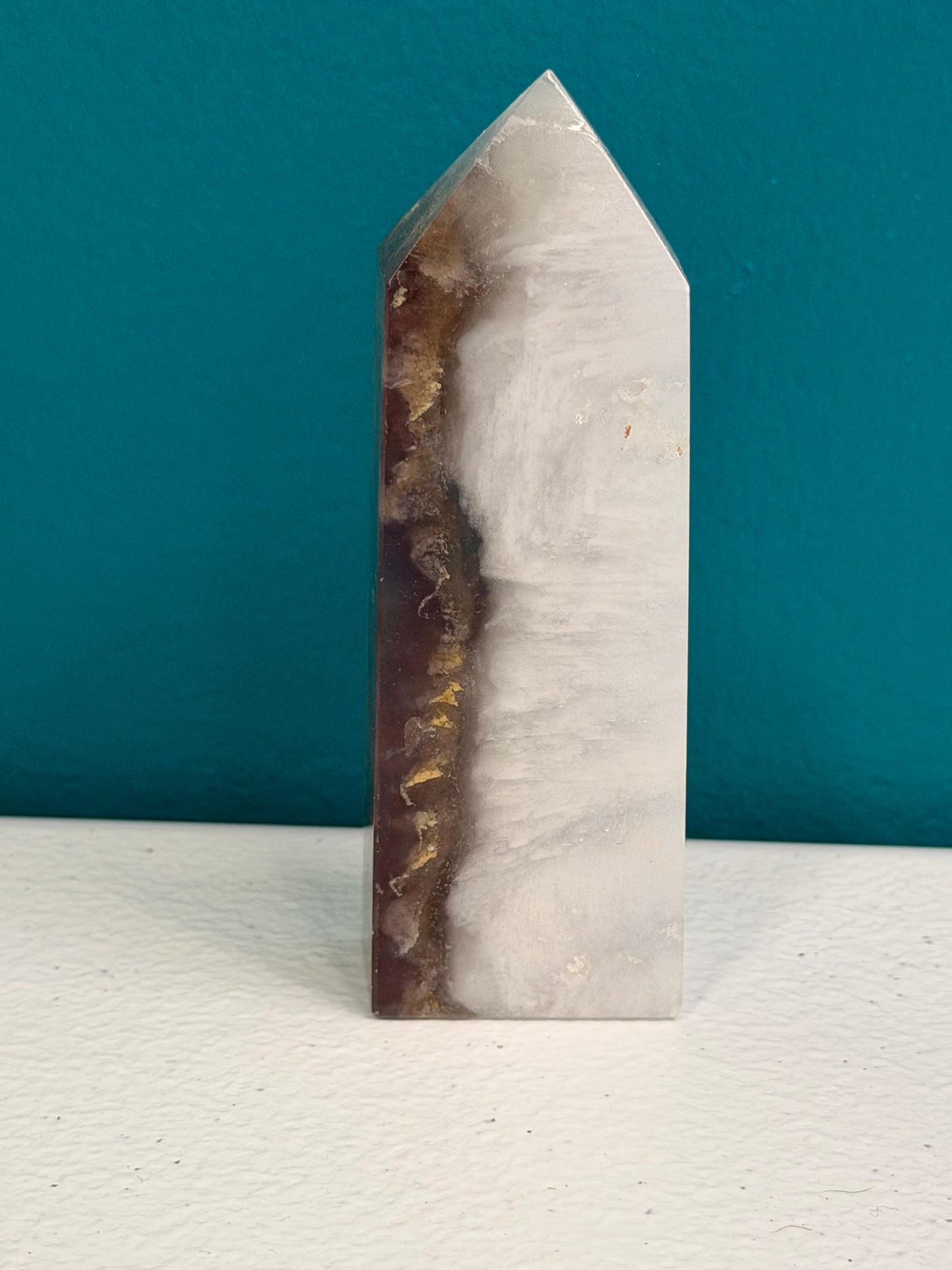 Agate Tower with Iron Plume Inclusions — 3" Polished Standing Point
