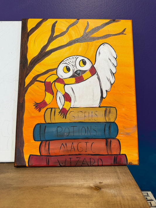 Premade “Wizard Owl” Canvas – 11x14