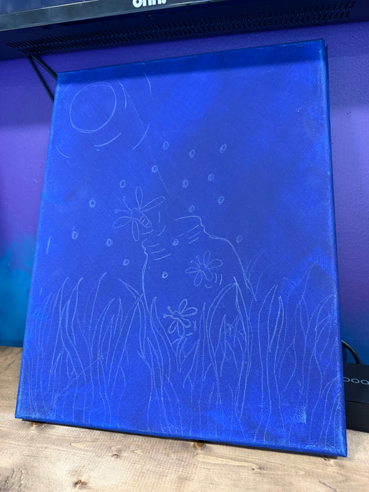 Premade “Fireflies in a Jar” Canvas – 11x14