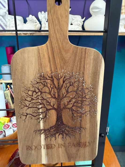 Rooted in Family Engraved Cutting Board with Resin Inlay