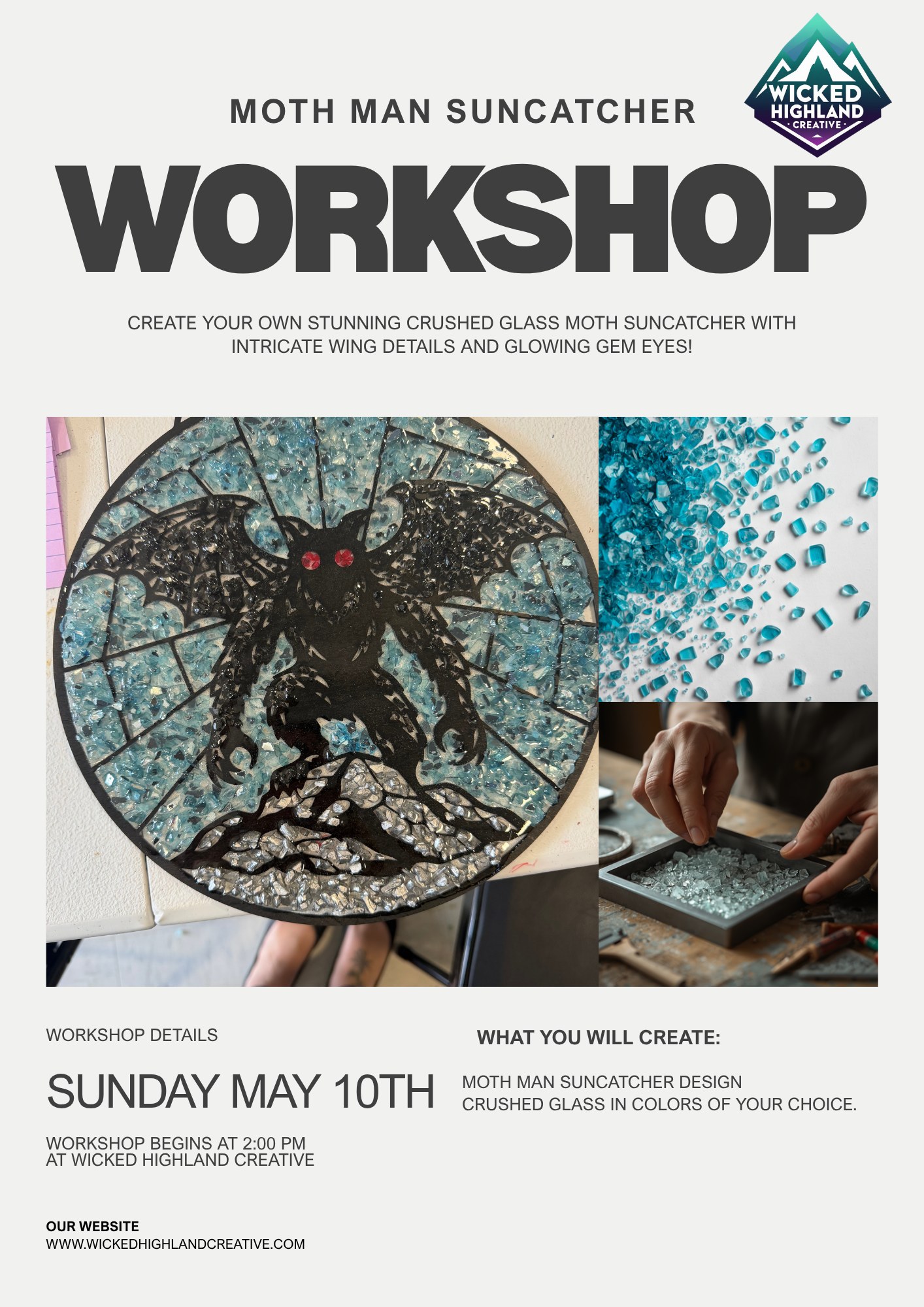 Moth Man Crushed Glass Suncatcher Workshop