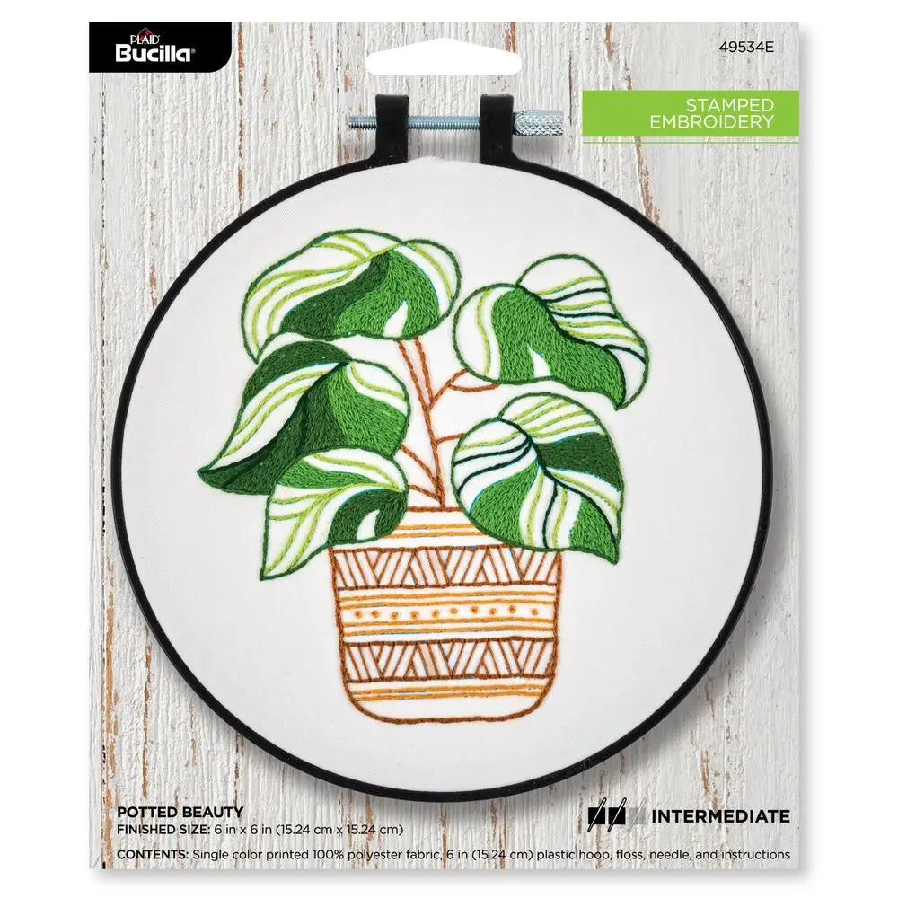 Bucilla Stamped Embroidery Kit 6" Potted Beauty