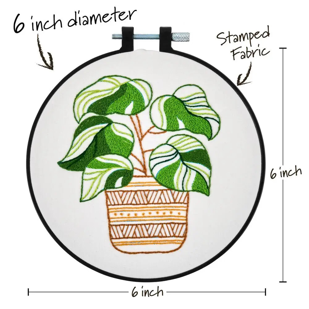 Bucilla Stamped Embroidery Kit 6" Potted Beauty