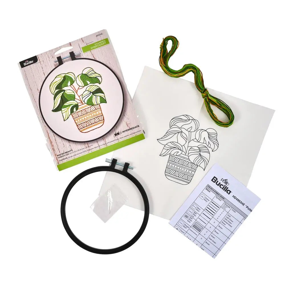 Bucilla Stamped Embroidery Kit 6" Potted Beauty