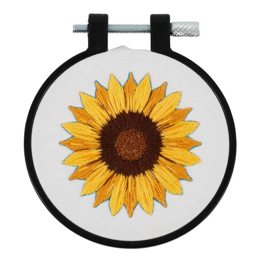 Bucilla Stamped Embroidery Kit 3" Golden Sunflower