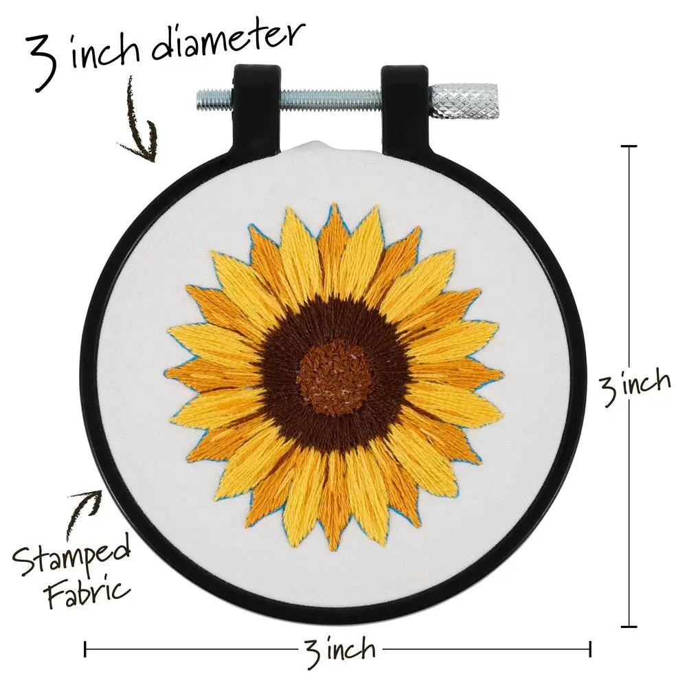 Bucilla Stamped Embroidery Kit 3" Golden Sunflower