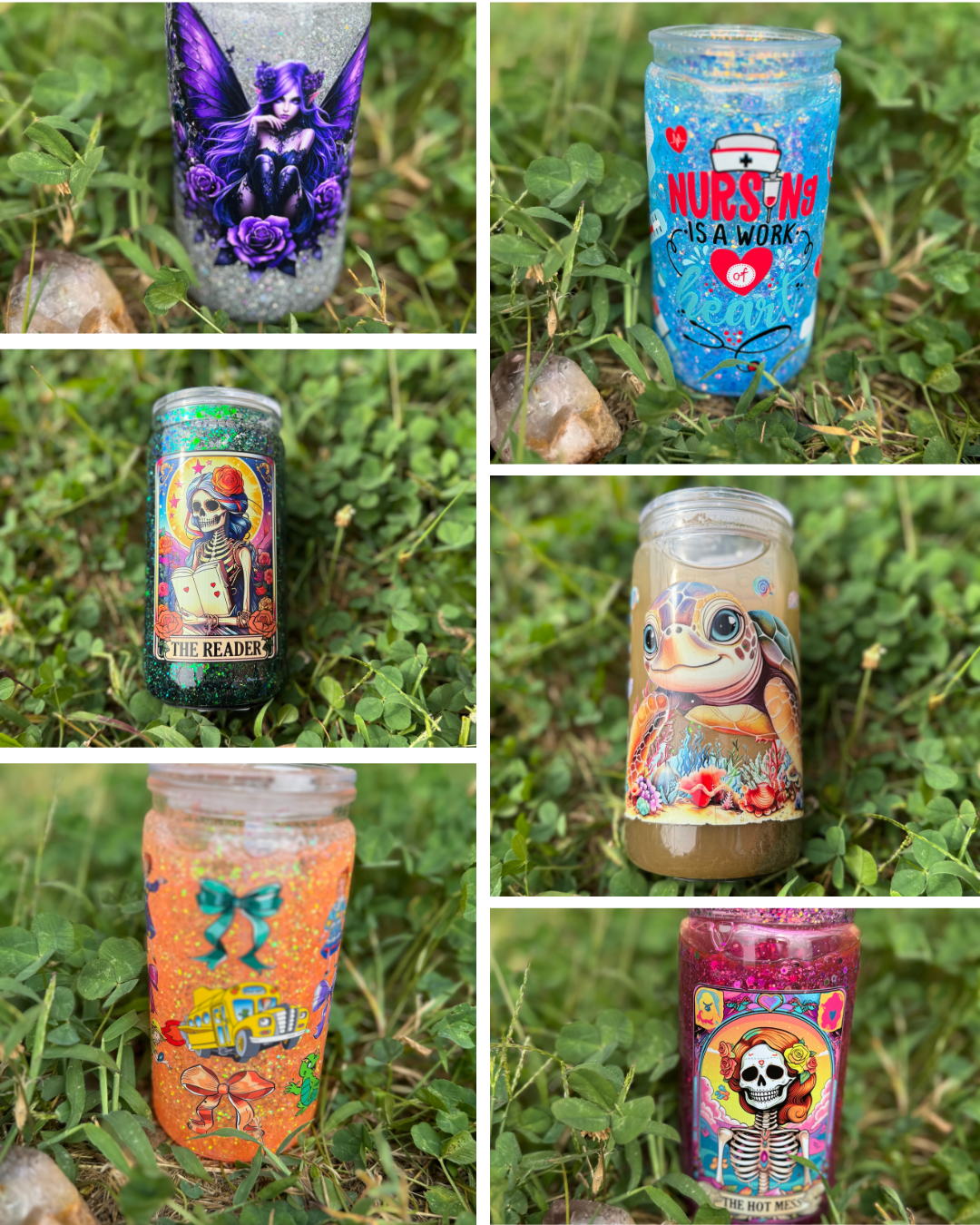 16 oz Glitter Snow Globe Can Tumblers