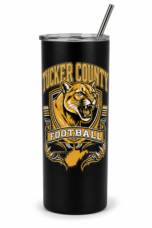 Tucker County Football Skinny Tumbler — Fundraiser Edition 🖤💛