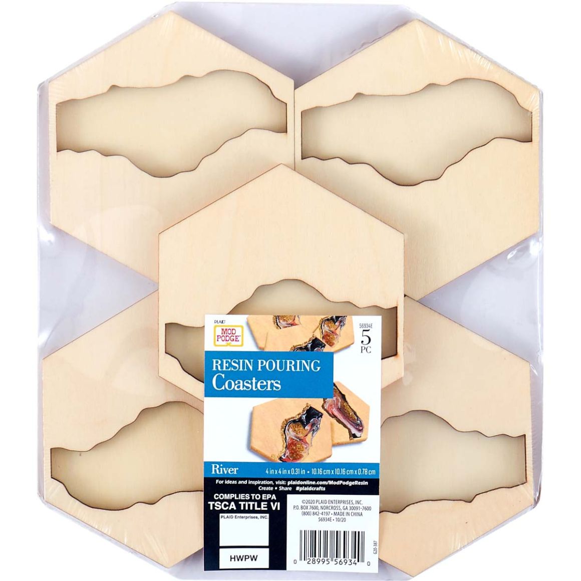 Mod Podge Resin Pouring Surface - Hexagon River Coasters 5PC