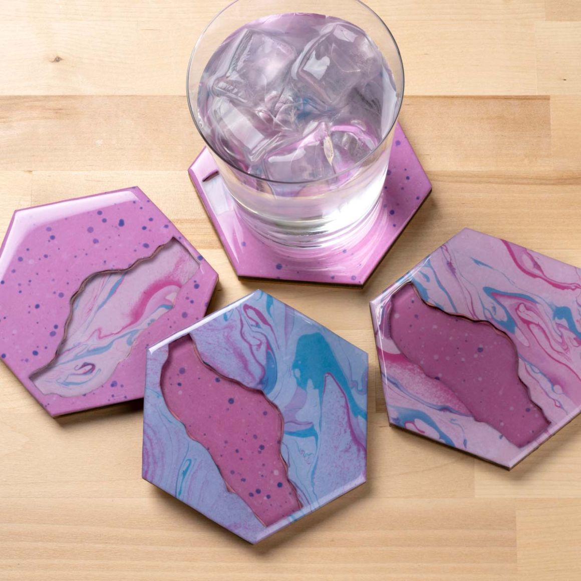 Mod Podge Resin Pouring Surface - Hexagon River Coasters 5PC
